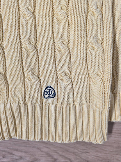 Pull en maille torsadée jaune vintage - M/L