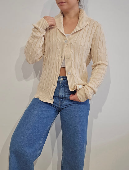 Gilet en maille torsadée crème - M