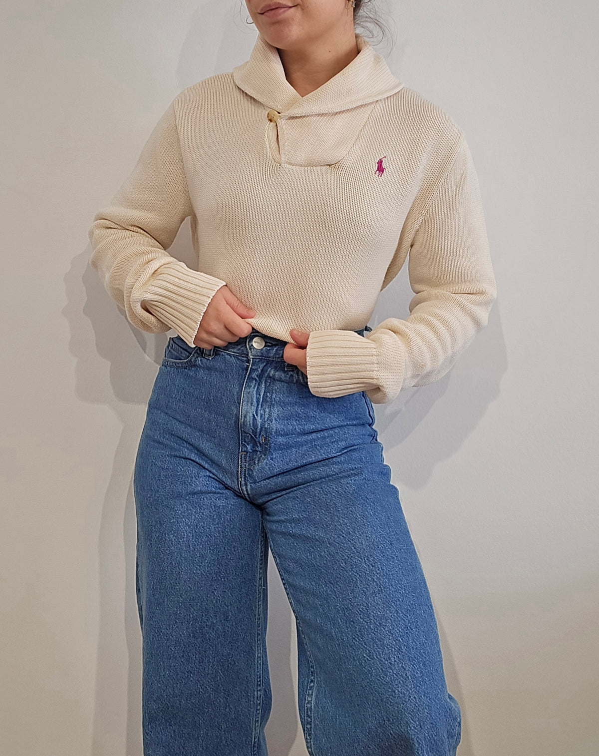 Pull col montant crème - M/L