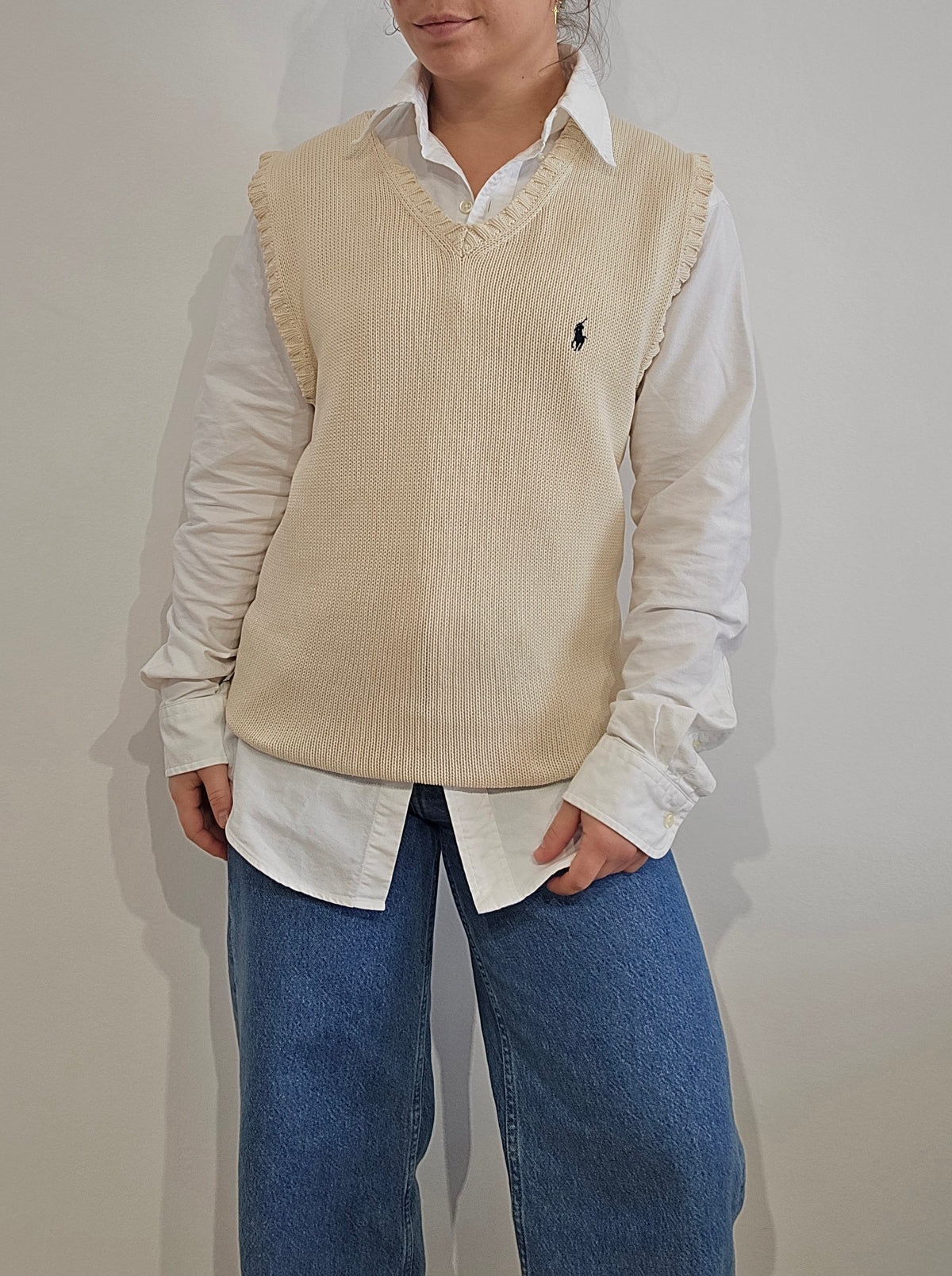 Pull sans manches crème  - L