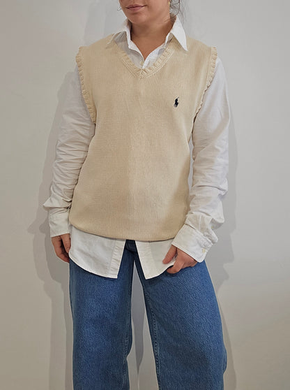 Pull sans manches crème  - L