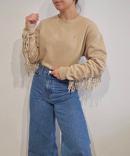 Sweat marron à franges - XS/S
