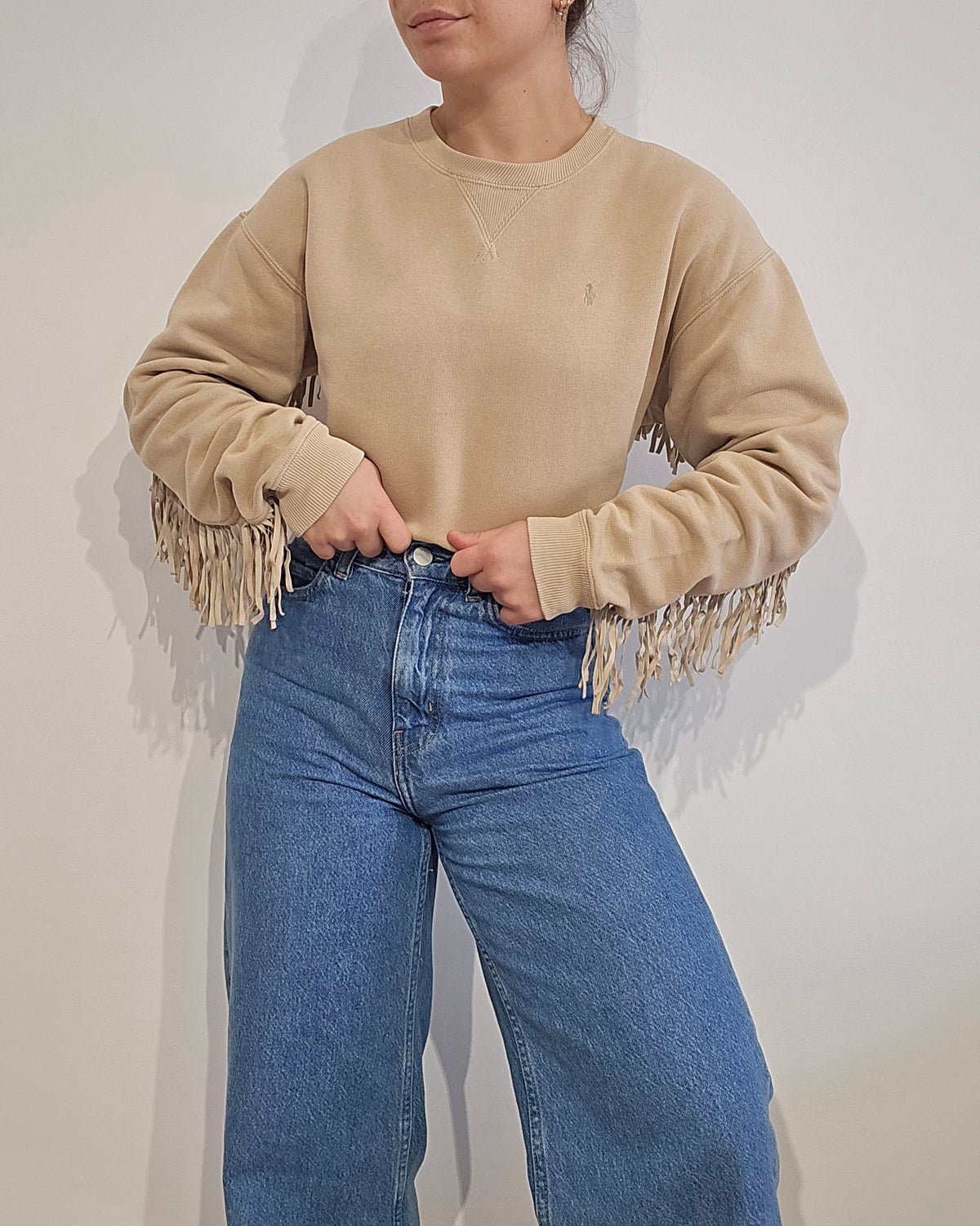 Sweat marron à franges - XS/S