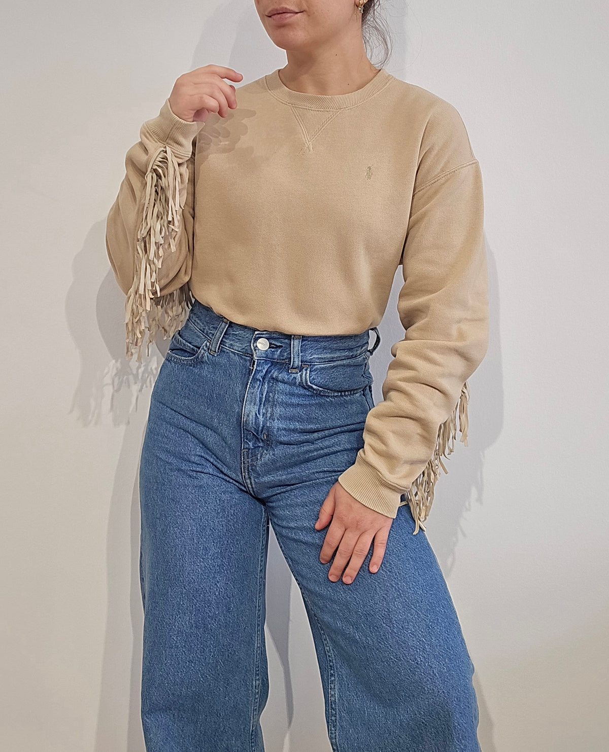Sweat marron à franges - XS/S