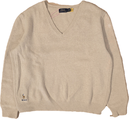 Pull col rond en maille marron - L