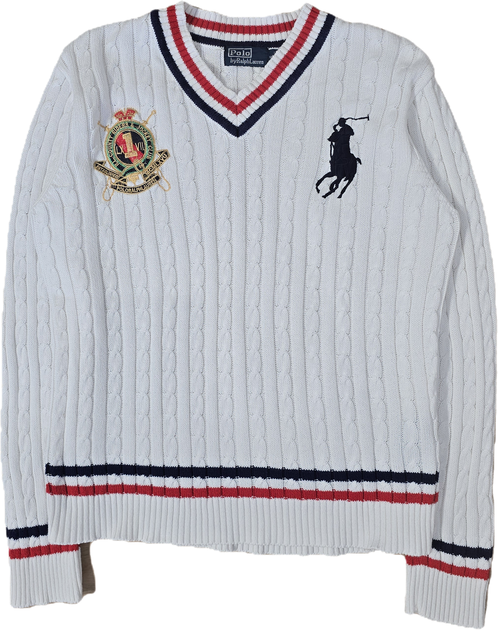 Pull torsadé blanc brodé - S/M
