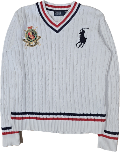 Pull torsadé blanc brodé - S/M
