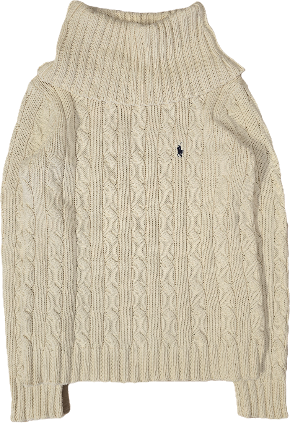 Pull col roulé en maille torsadée crème - XL