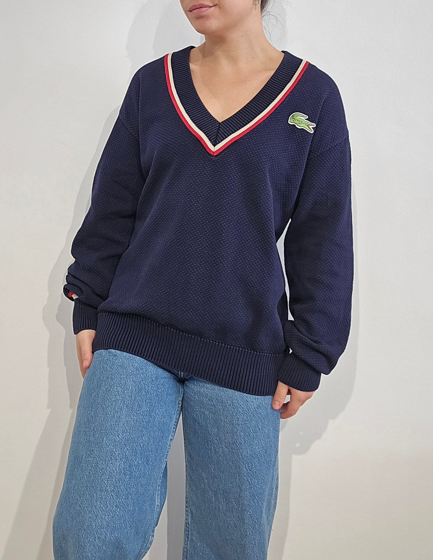 Pull col V bleu marine Fabriqué en France - M