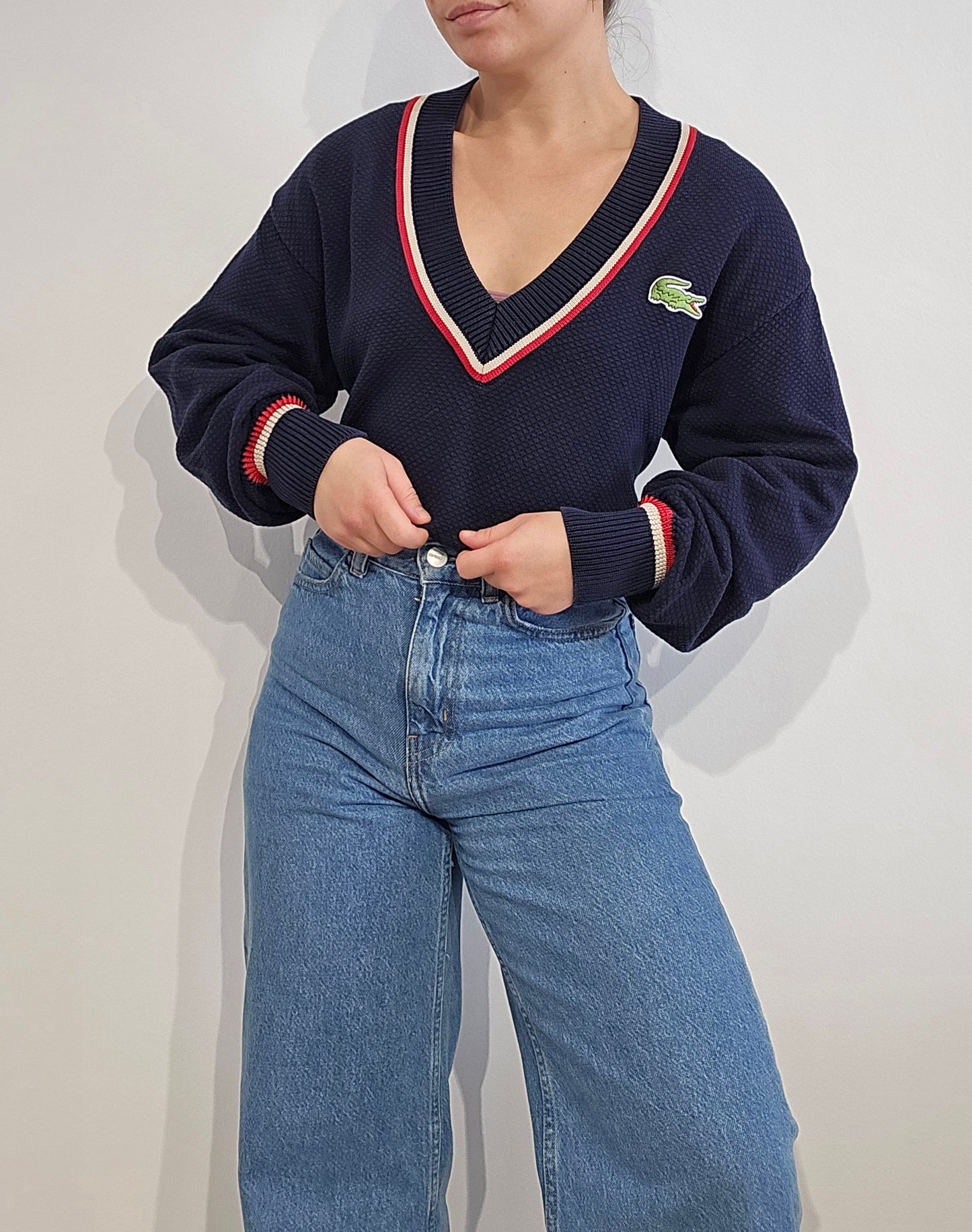 Pull col V bleu marine Fabriqué en France - M