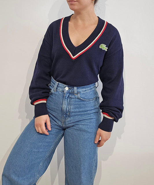 Pull col V bleu marine Fabriqué en France - M