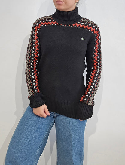 Pull col roulé noir à motifs - XS