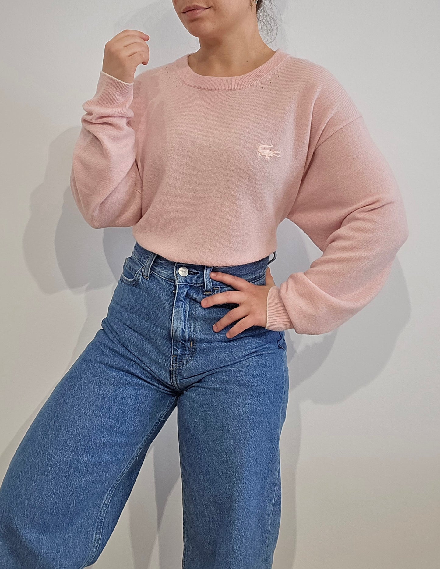 Pull en laine doux rose moderne - XL