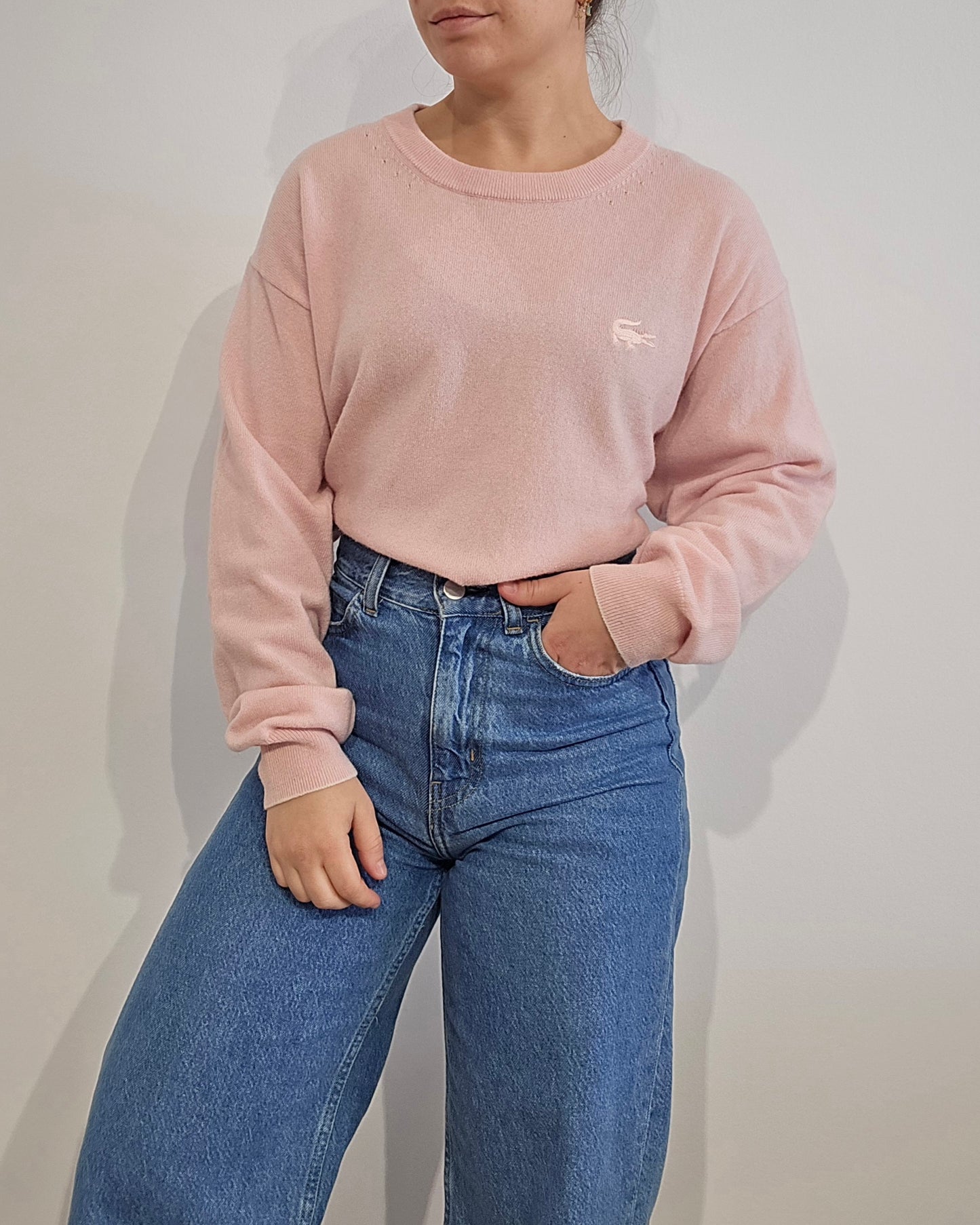 Pull en laine doux rose moderne - XL