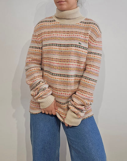 Pull en laine col roulé à motifs des années 90' - XL/XXL