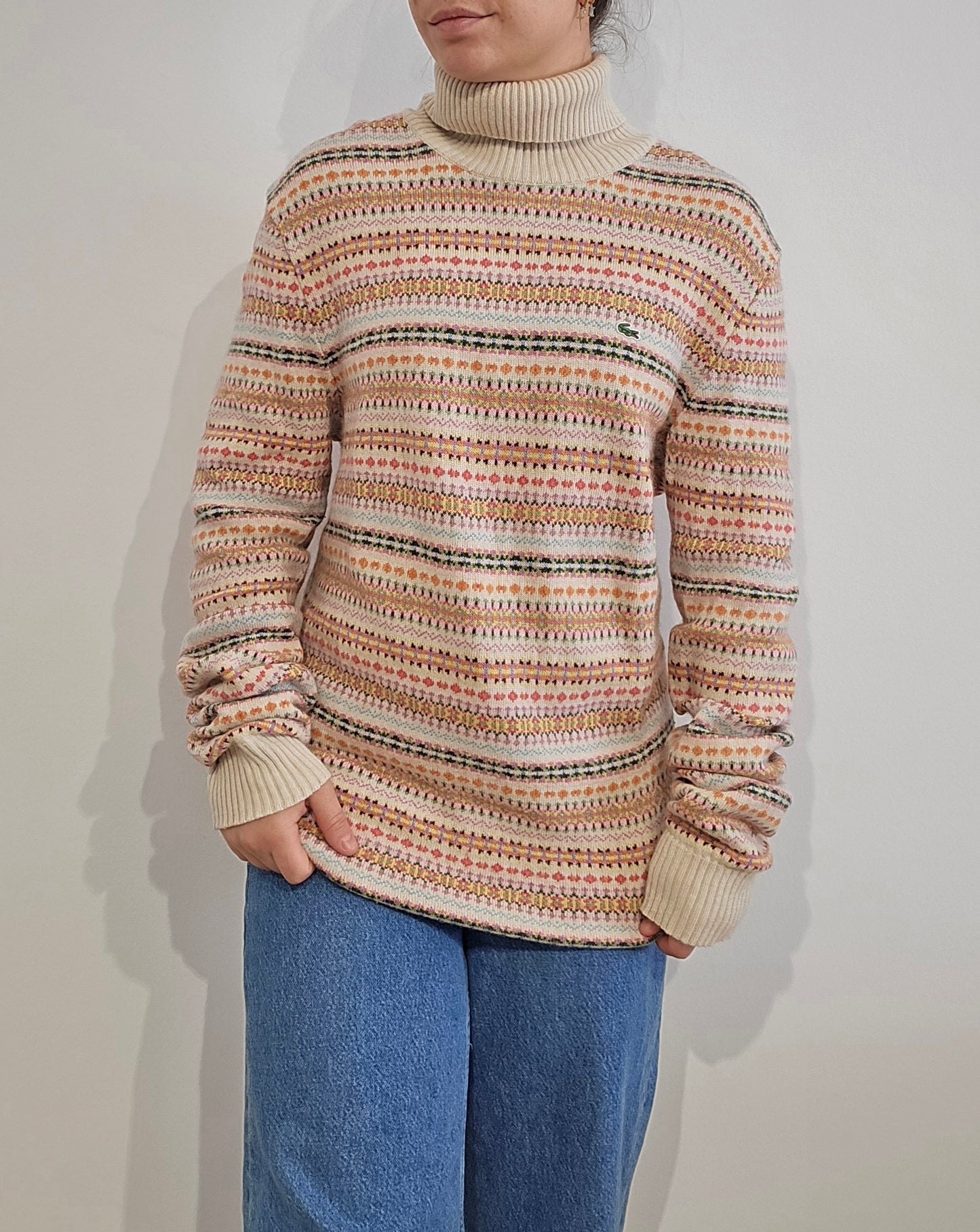 Pull en laine col roulé à motifs des années 90' - XL/XXL