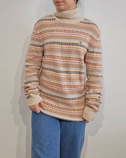 Pull en laine col roulé à motifs des années 90' - XL/XXL