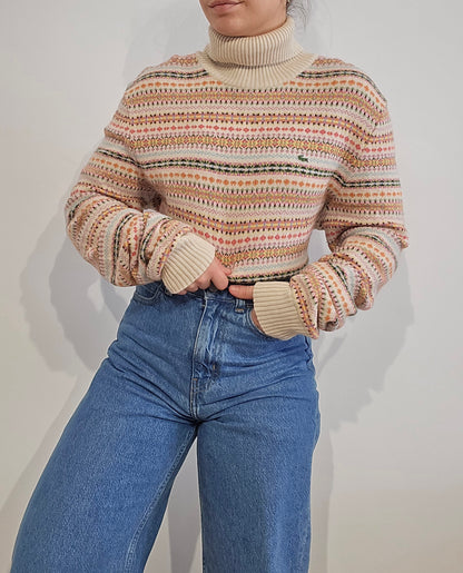 Pull en laine col roulé à motifs des années 90' - XL/XXL
