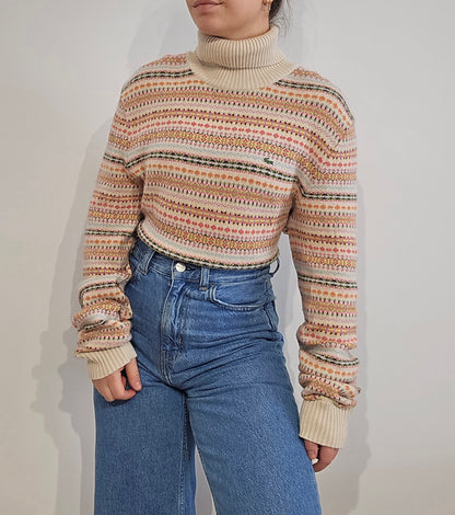 Pull en laine col roulé à motifs des années 90' - XL/XXL