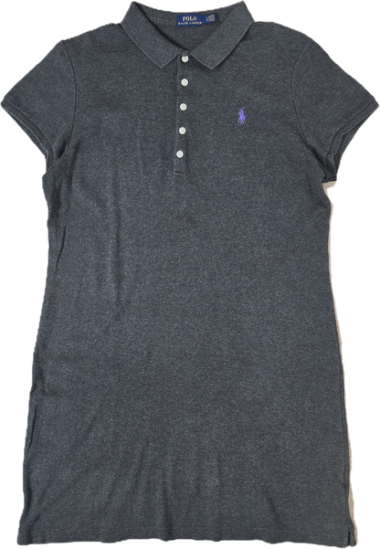 Robe polo en coton gris - L