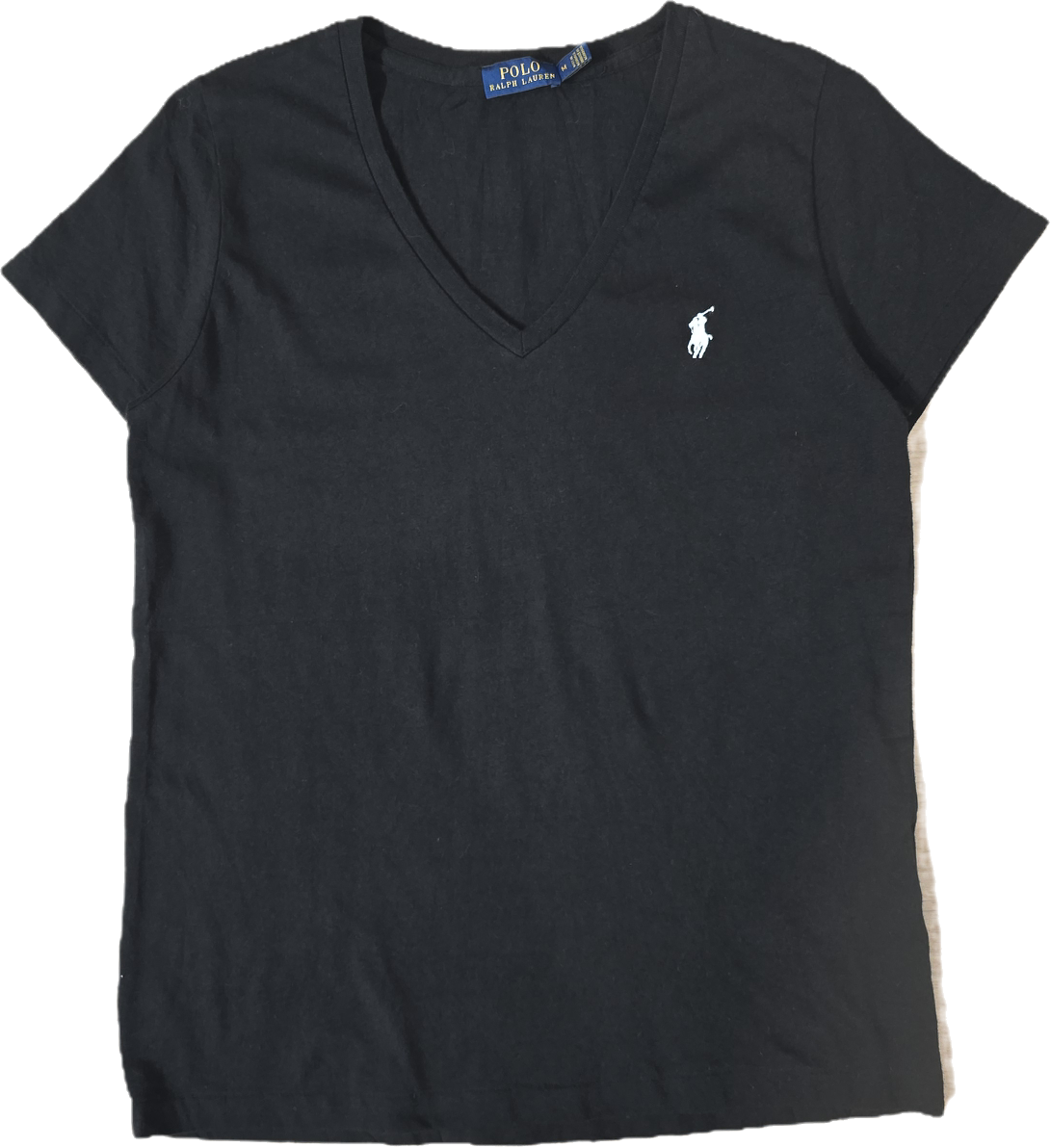 Tee-shirt col V en coton noir - S/M