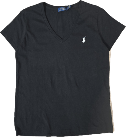 Tee-shirt col V en coton noir - S/M