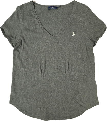 Tee-shirt col V en coton gris - M/L
