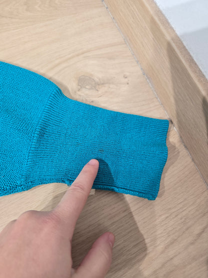 Pull Fabriqué en Espagne col V turquoise des années 80' - XL