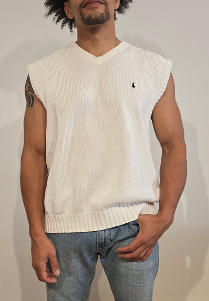 Pull sans manches en coton blanc - M/L