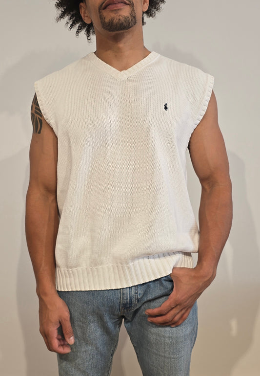 Pull sans manches en coton blanc - M/L