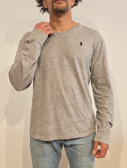 Tee-shirt gris mélangé en coton - L