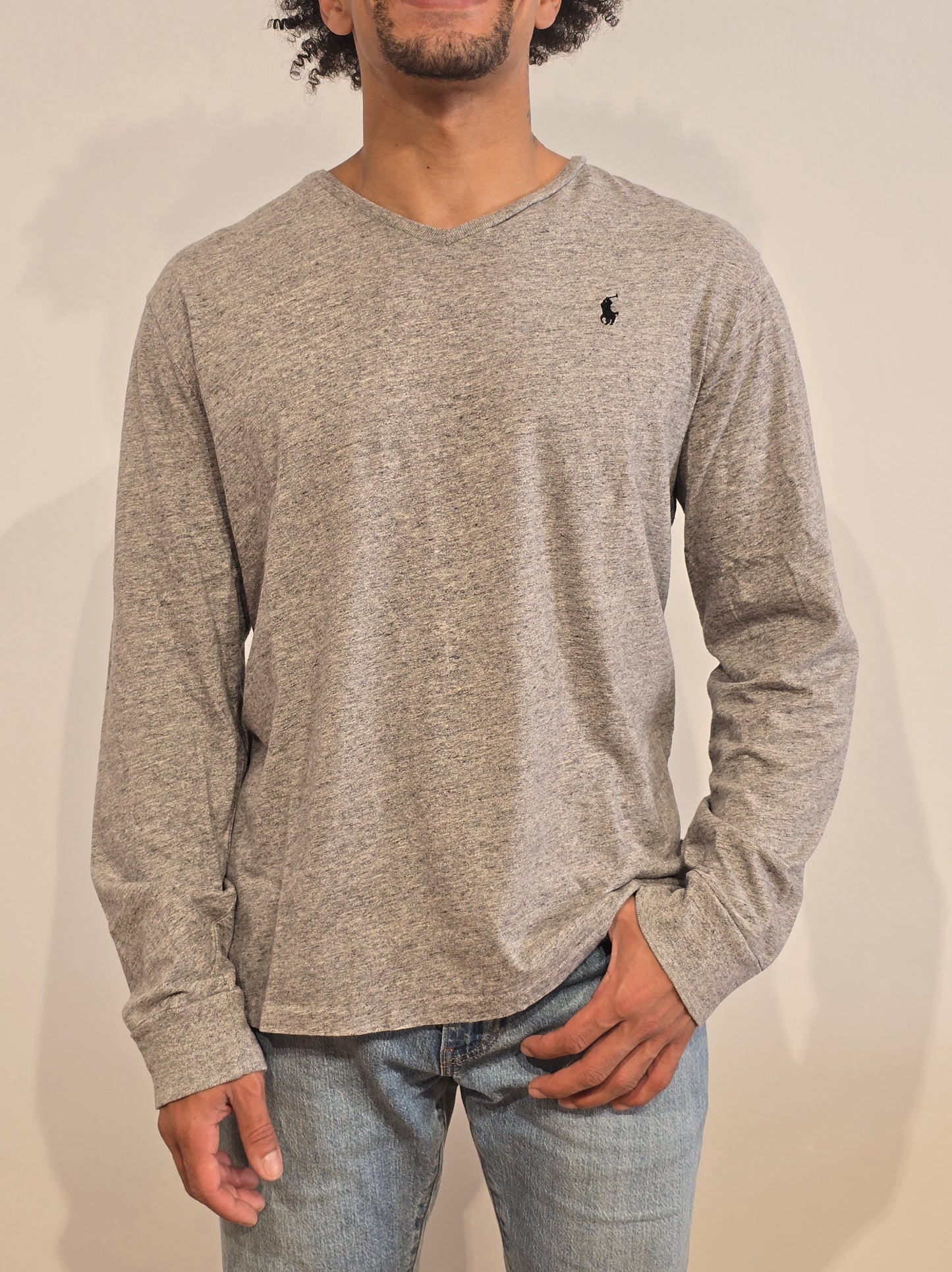 Tee-shirt gris mélangé en coton - L