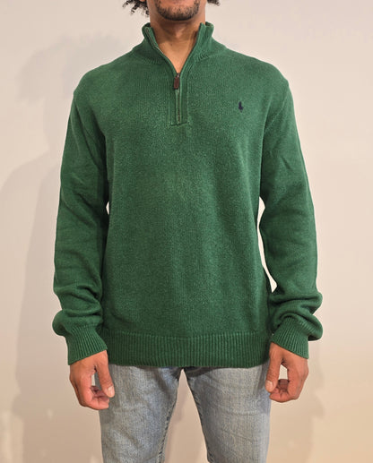 Pull camionneur Ralph Lauren en maille vert - L