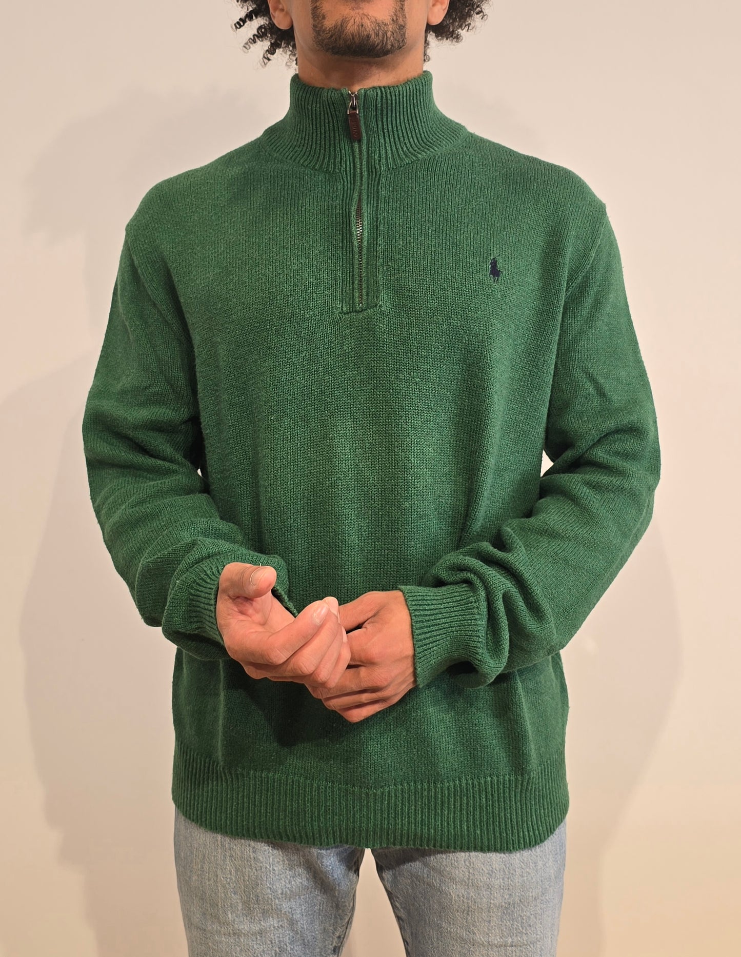 Pull camionneur Ralph Lauren en maille vert - L