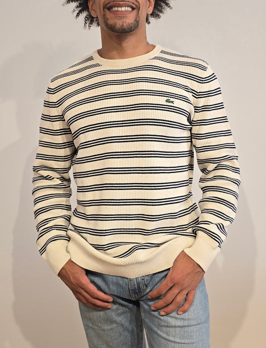 Pull en coton style marinière en maille piquée - M