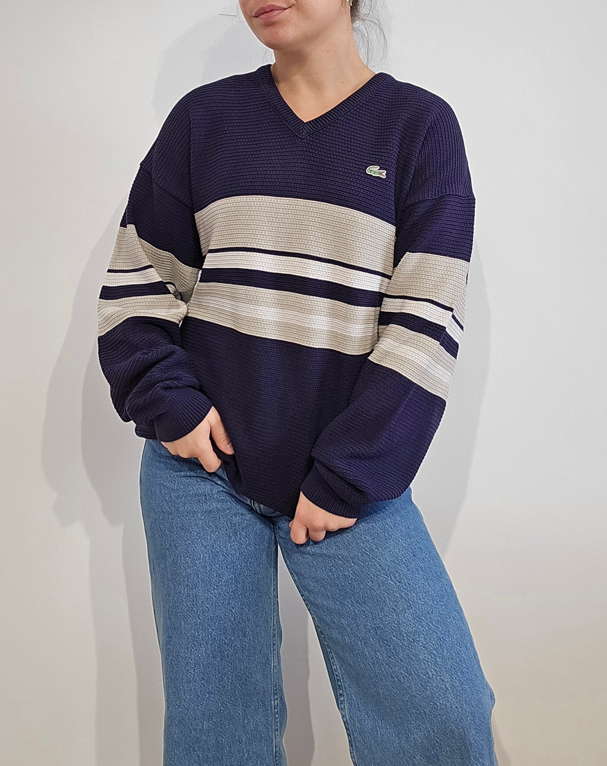 Pull col V en maille piquée - M/L