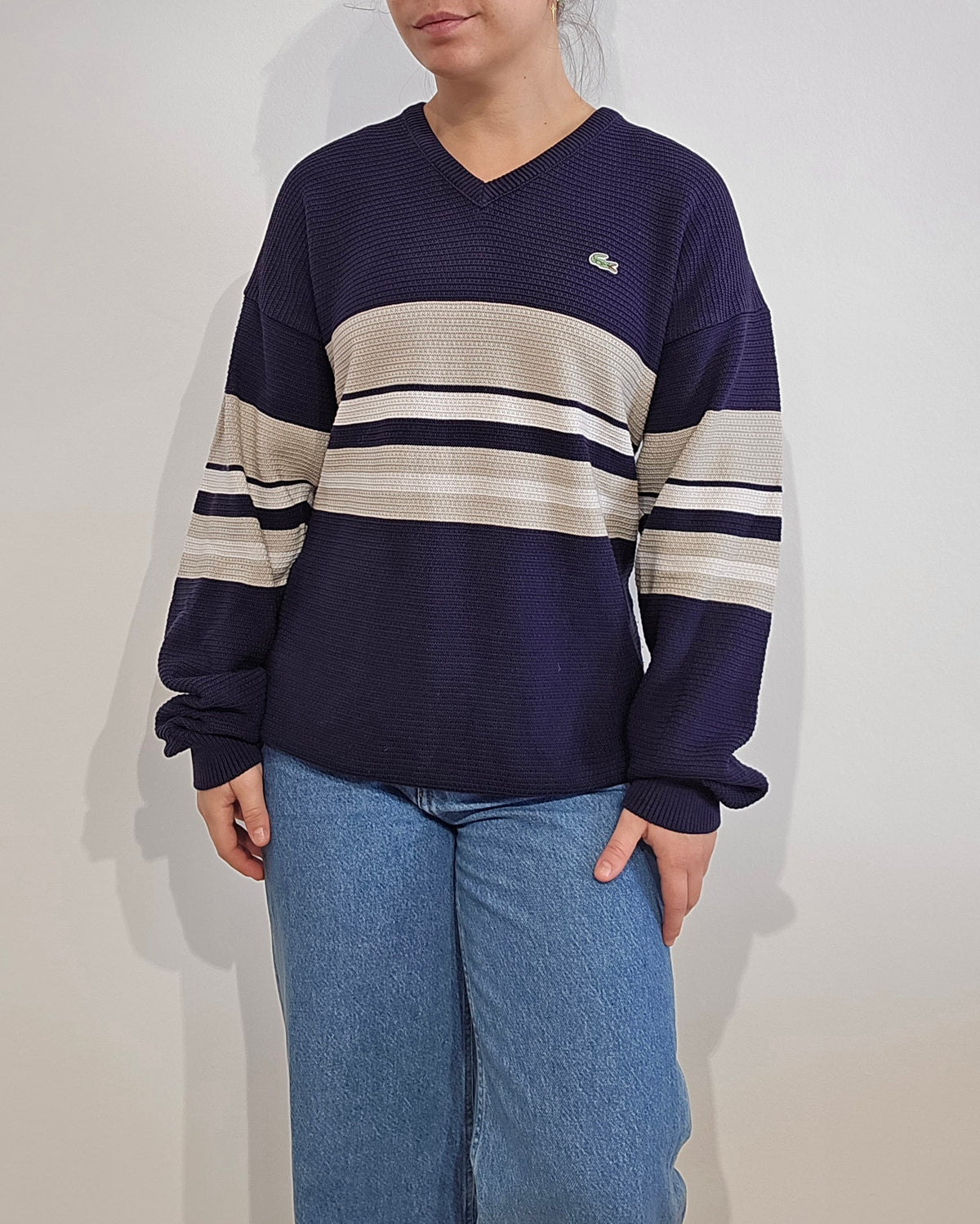 Pull col V en maille piquée - M/L