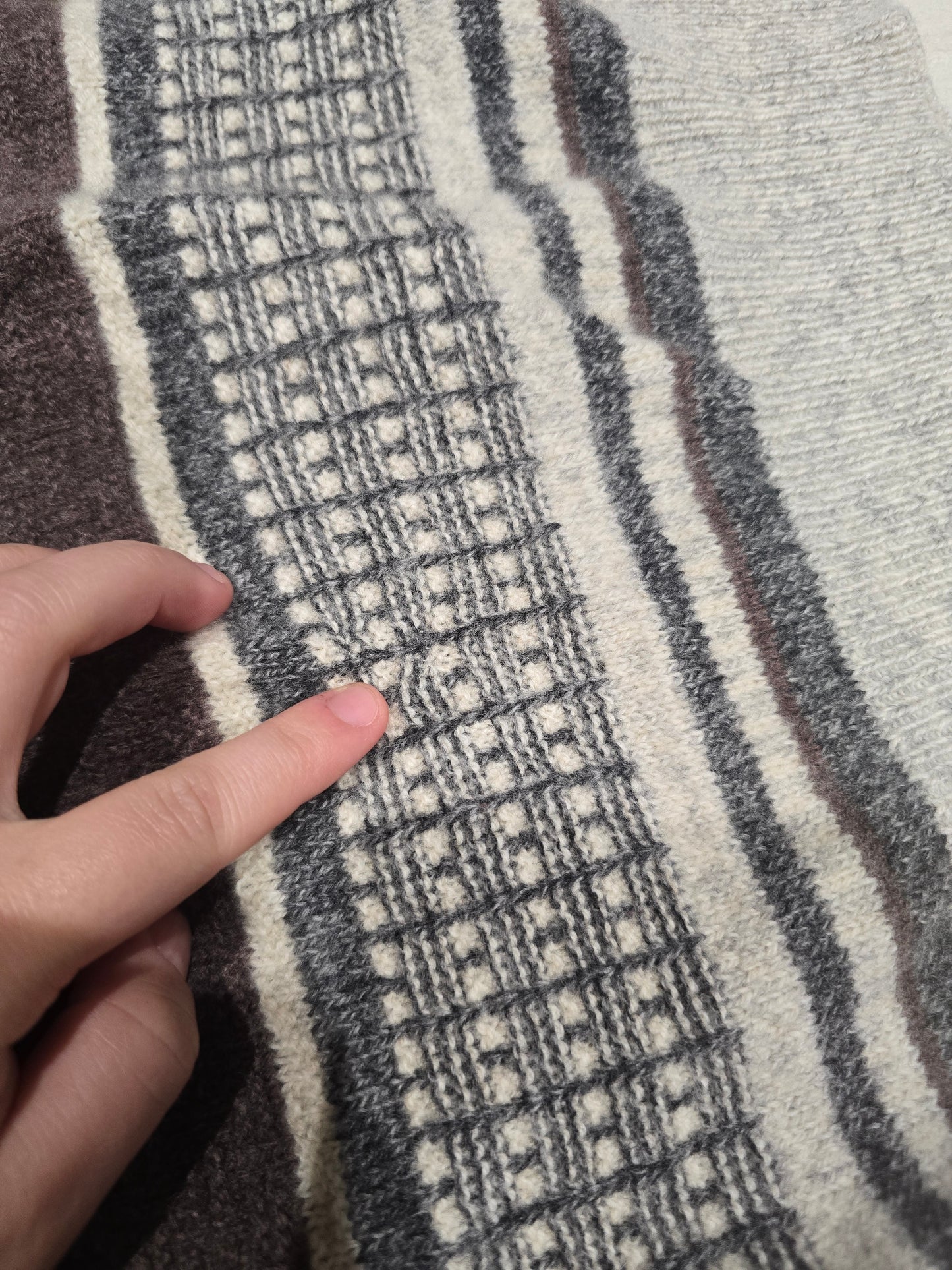 Pull en maille à motifs marron - L