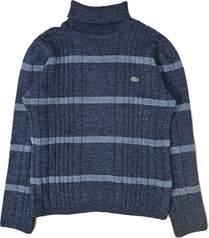 Pull col roulé en laine bleu des années 80' - XS