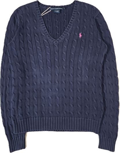 Pull en maille torsadée marine col bateau - L