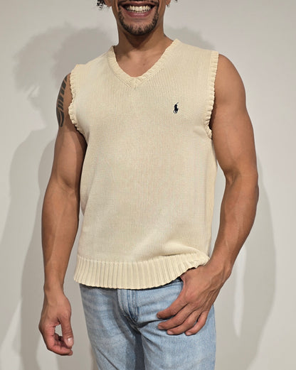 Pull sans manches crème  - M