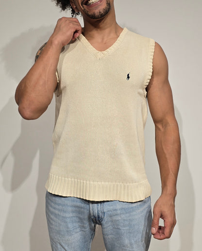 Pull sans manches crème  - M