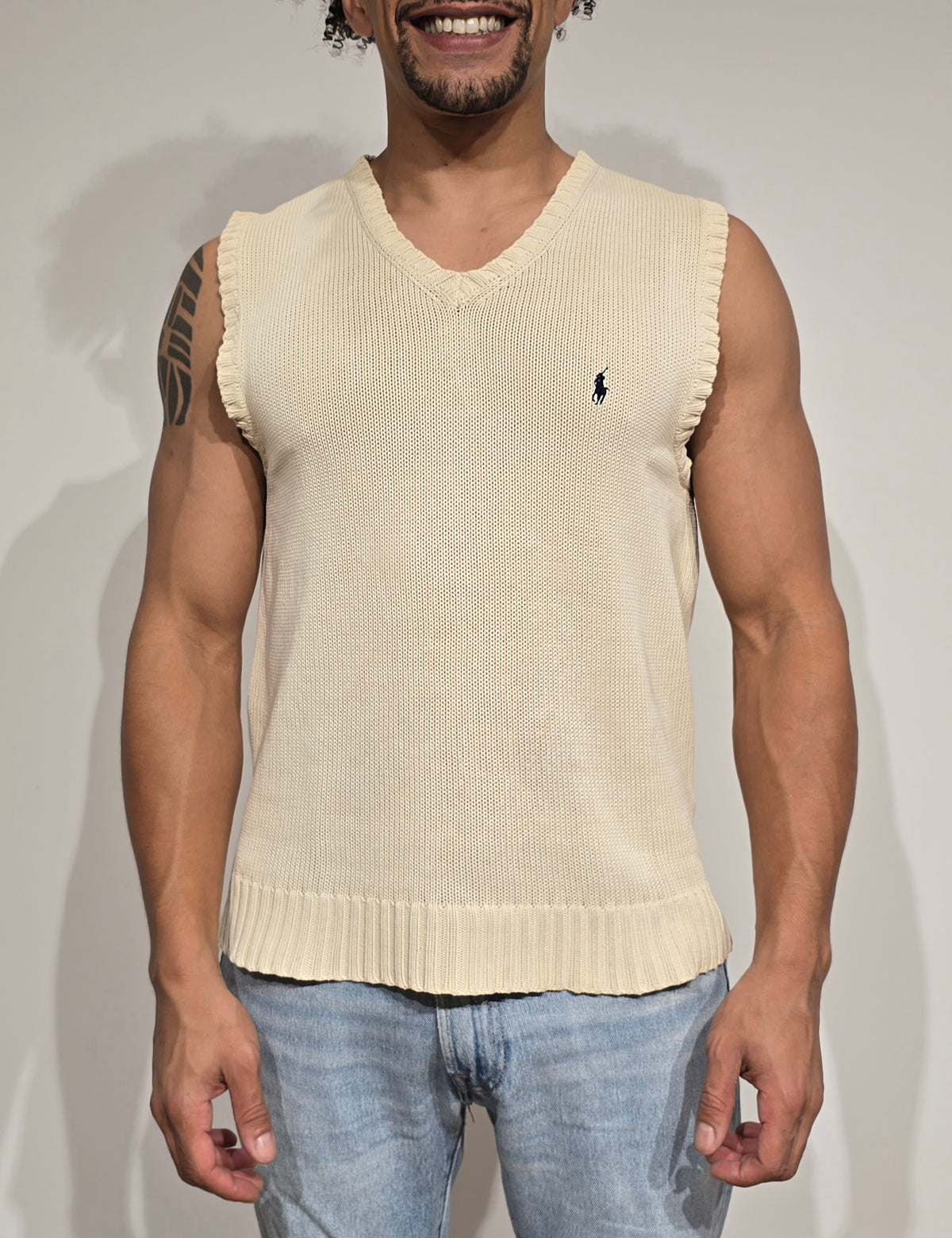 Pull sans manches crème  - M