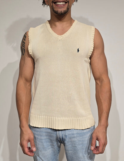 Pull sans manches crème  - M