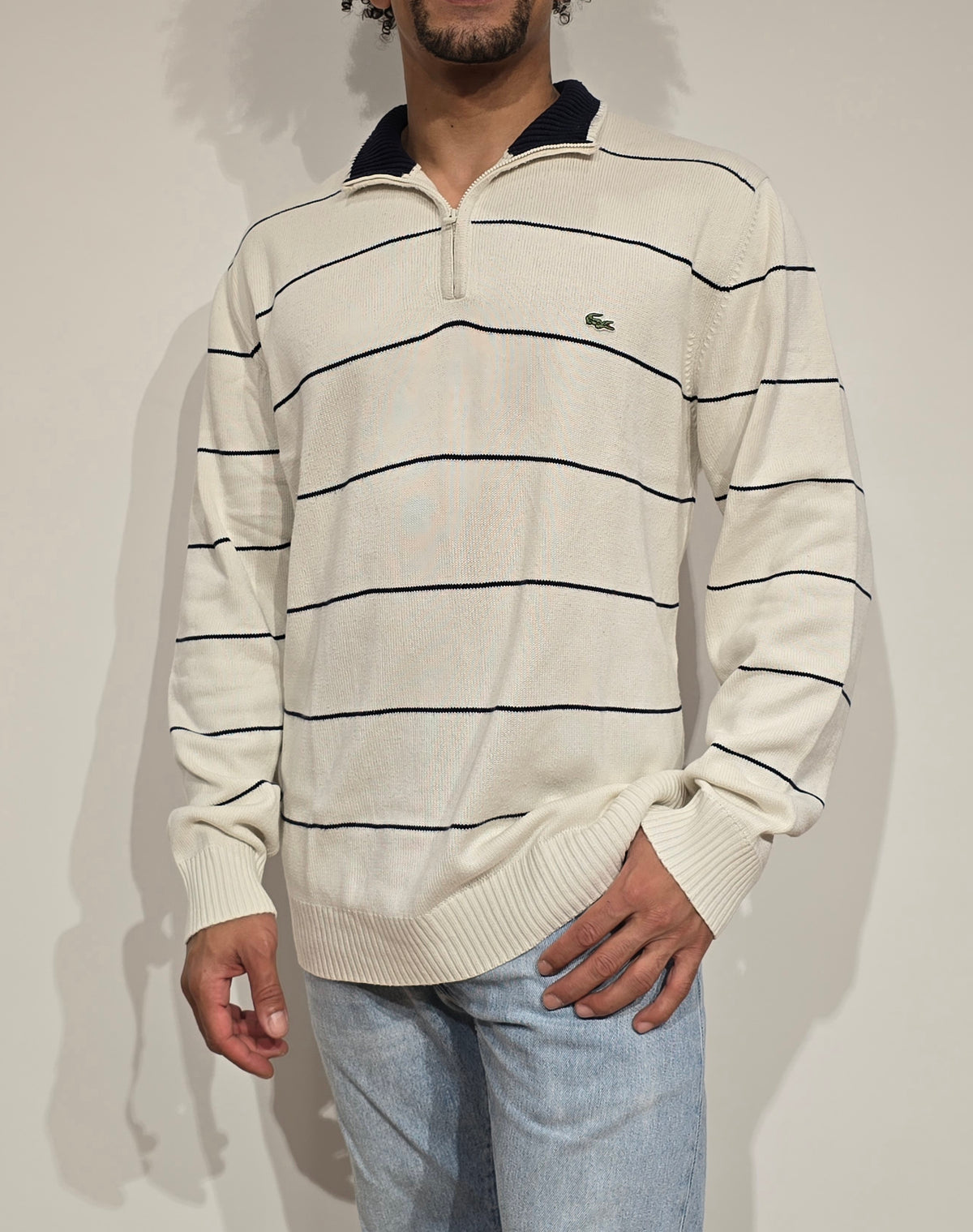 Pull camionneur beige à rayures - L