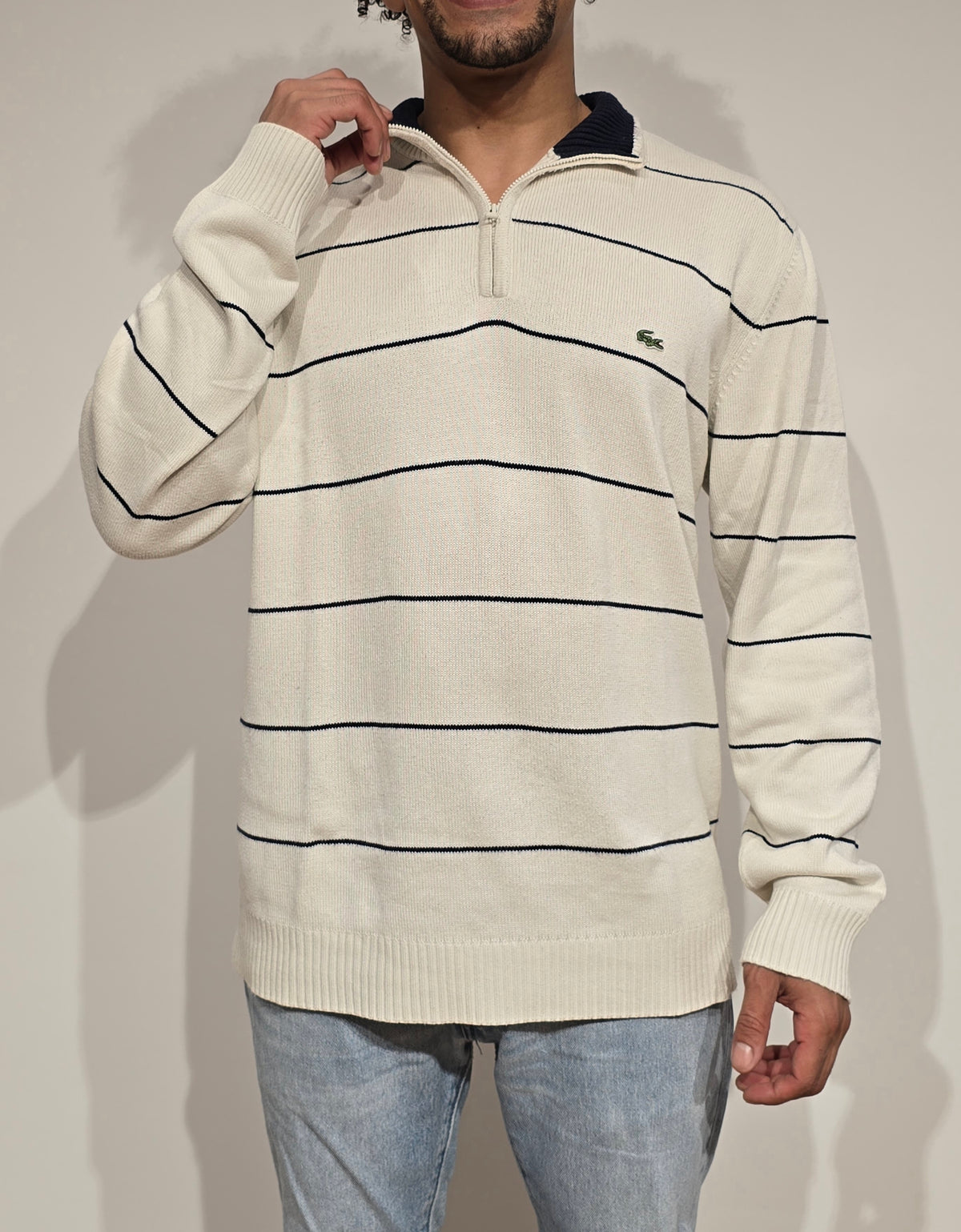 Pull camionneur beige à rayures - L