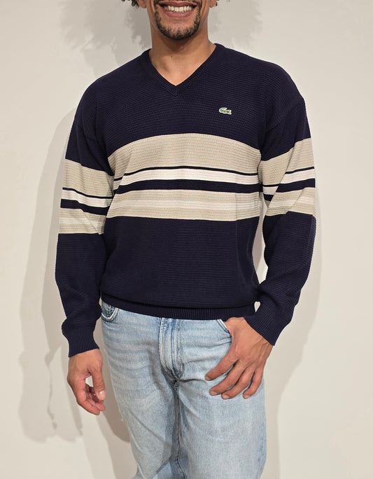 Pull col V en maille piquée - M