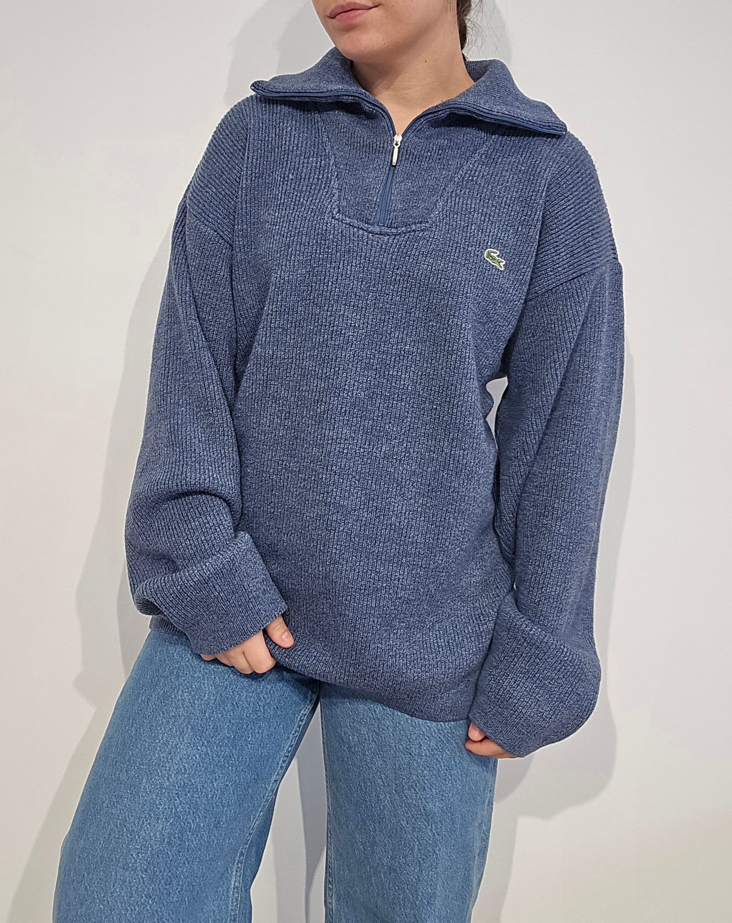 Pull camionneur en laine bleu des années 90'- XL