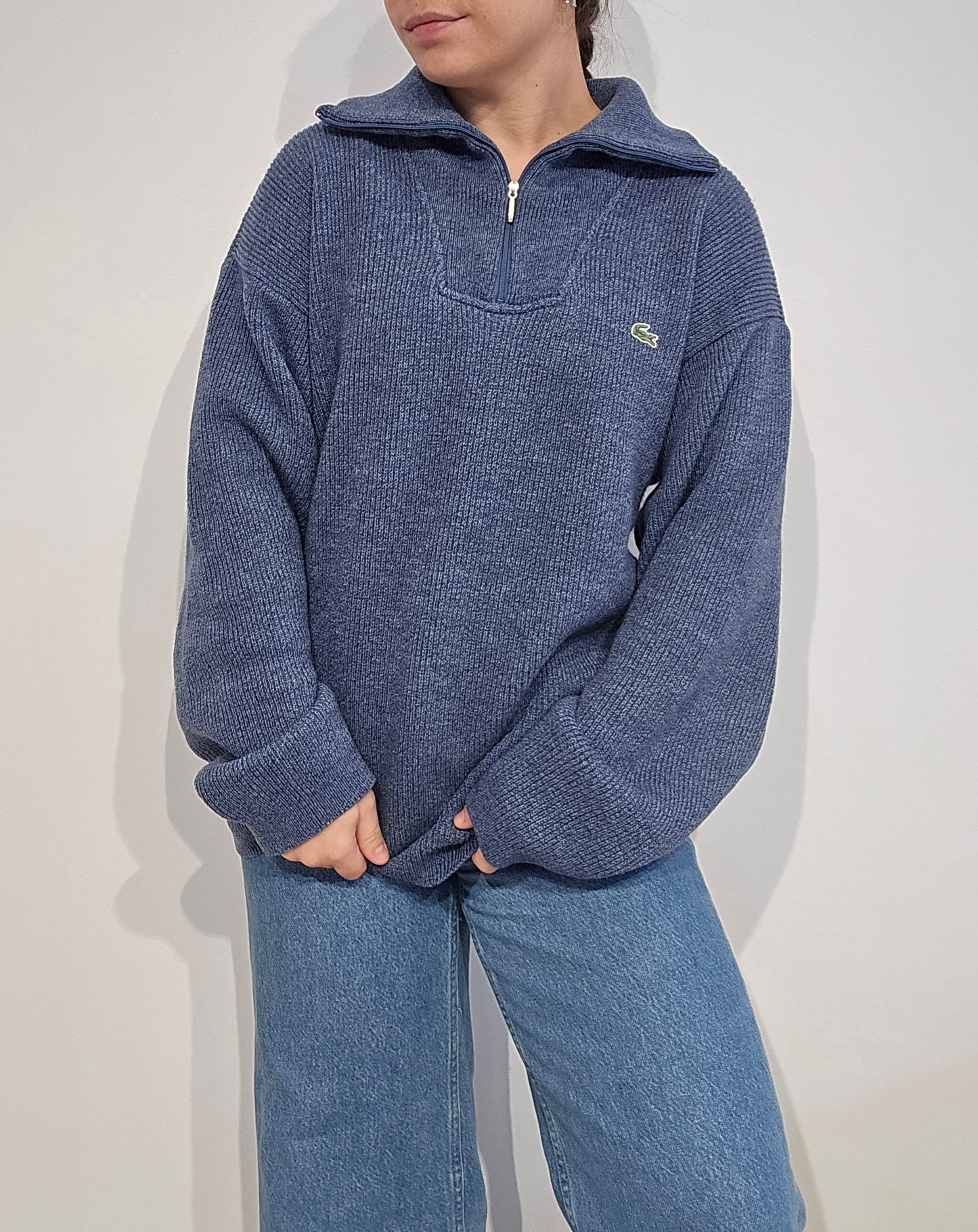 Pull camionneur en laine bleu des années 90'- XL