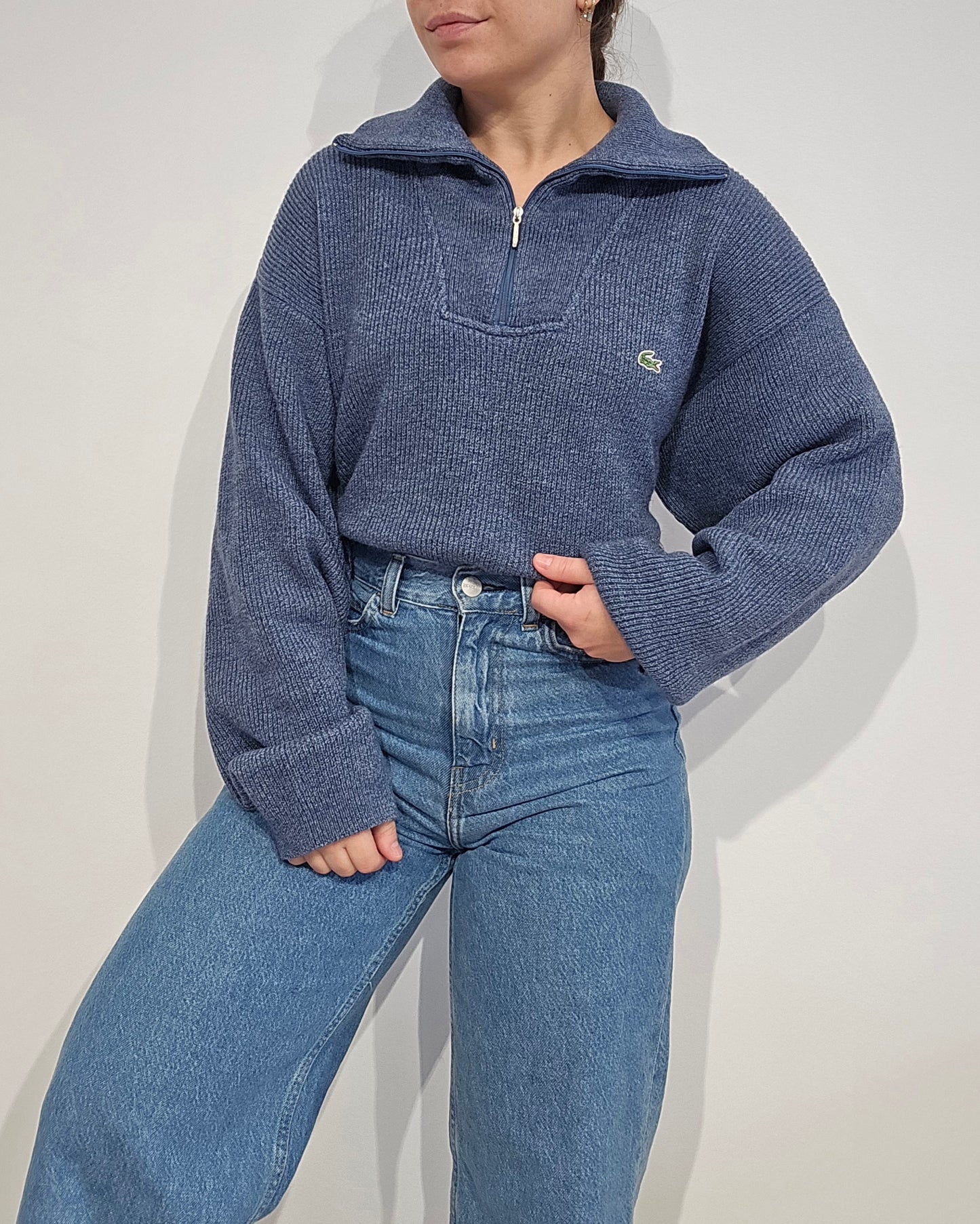 Pull camionneur en laine bleu des années 90'- XL